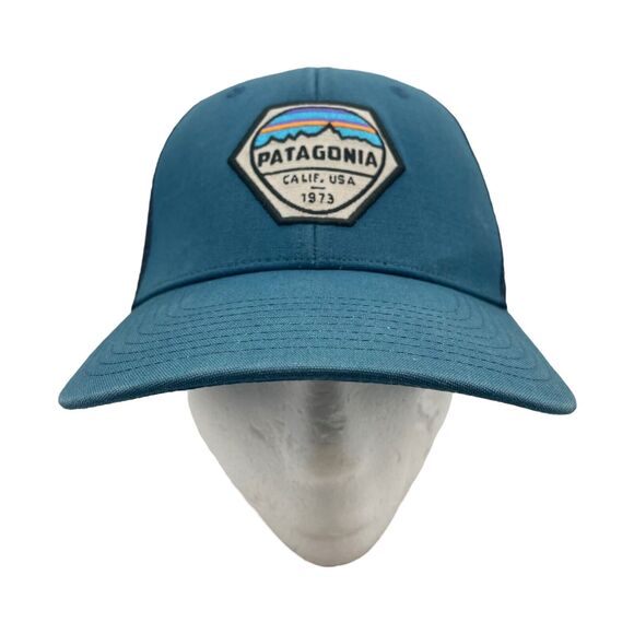 Patagonia California USA 1973 Mega Snapback Faded Dark Blue Baseball Hat Cap - Picture 1 of 5